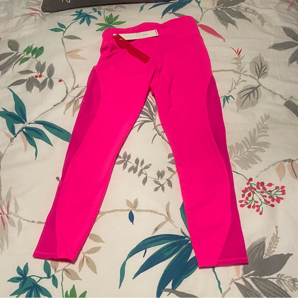 Good American Pink Leggings with Mesh